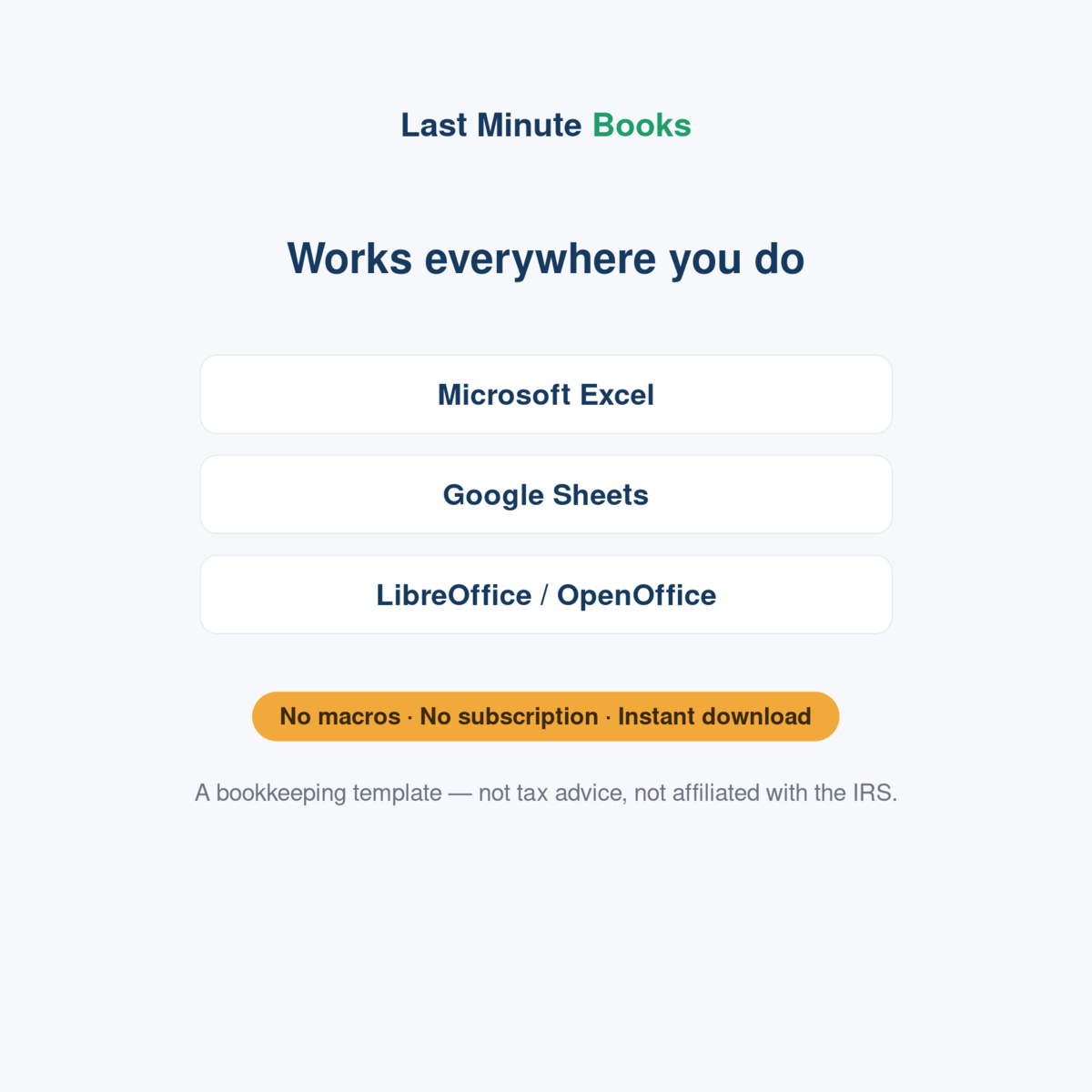 Self-Employed 2026 (Easy) — Schedule C Bookkeeping Spreadsheet (Excel & Google Sheets)