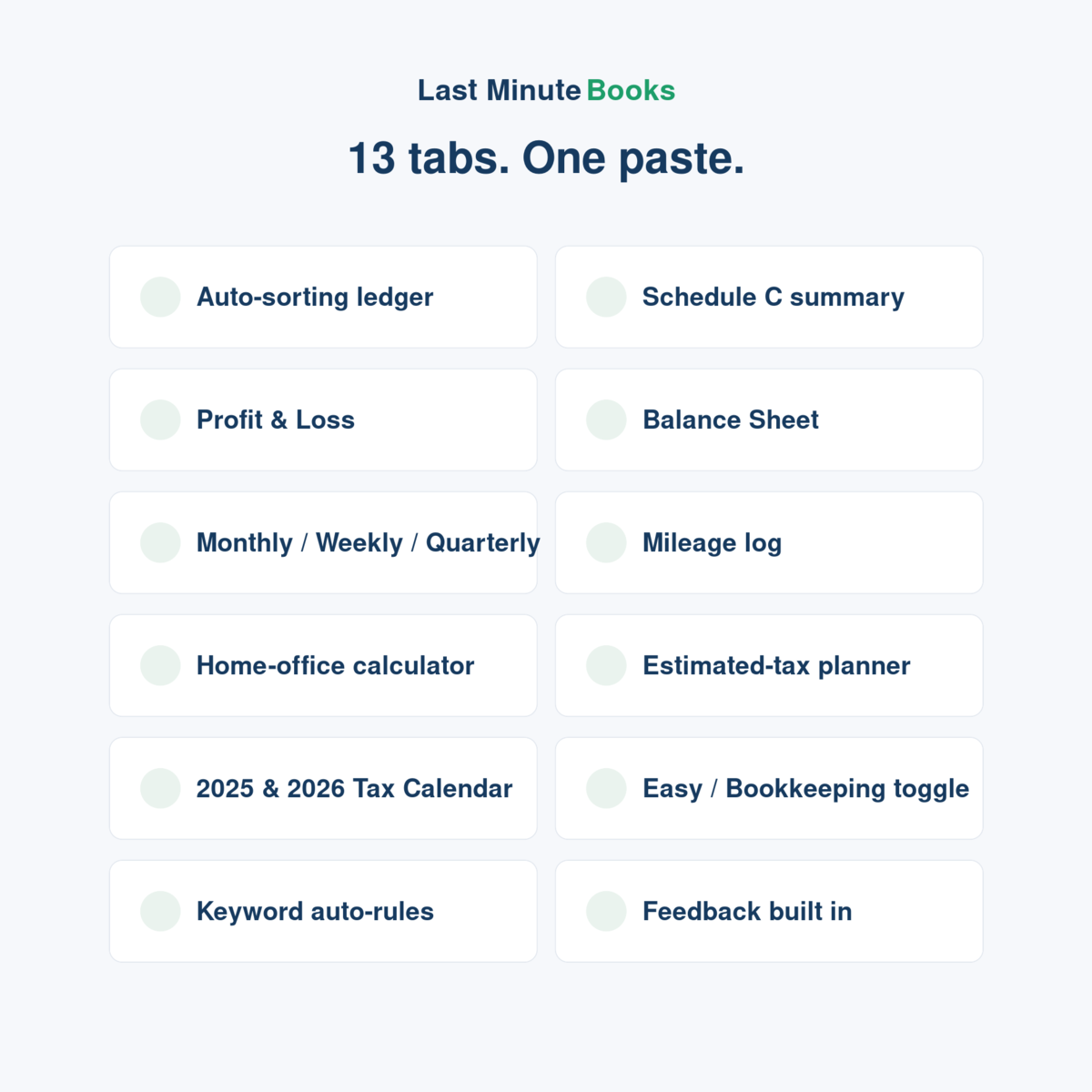 What's inside the Schedule C bookkeeping workbook